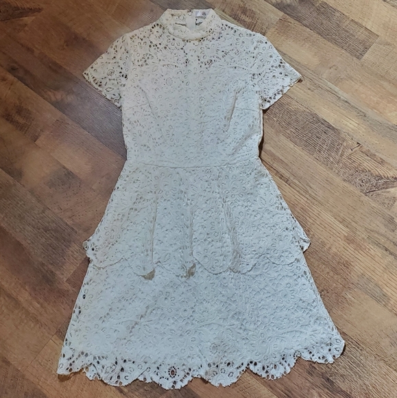 Missguided Dresses & Skirts - TAGS ON White lace high neck dress BACHLORETTE